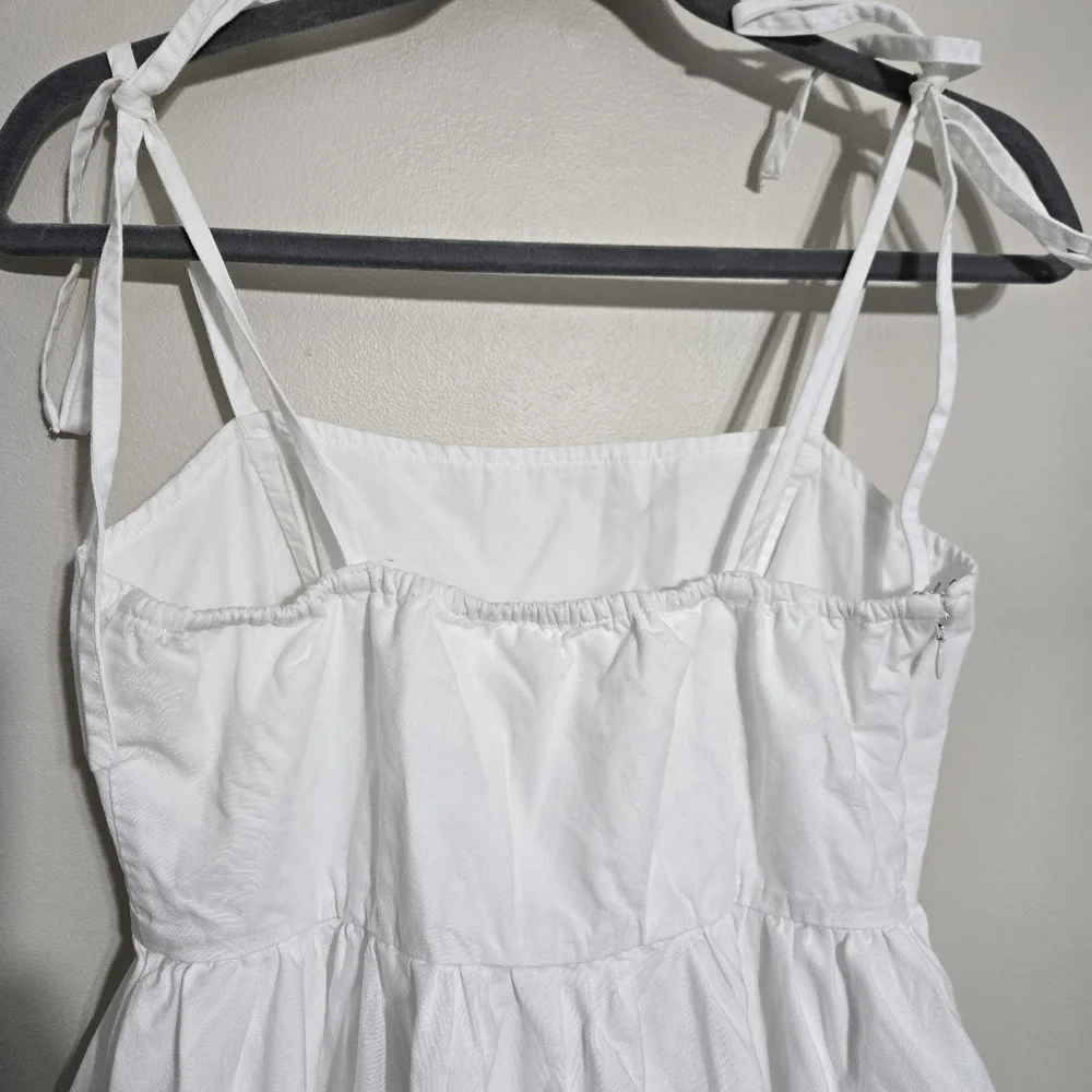 Oak + Fort White Bubble Hem Mini Dress Cotton Size M - Picture 6 of 13